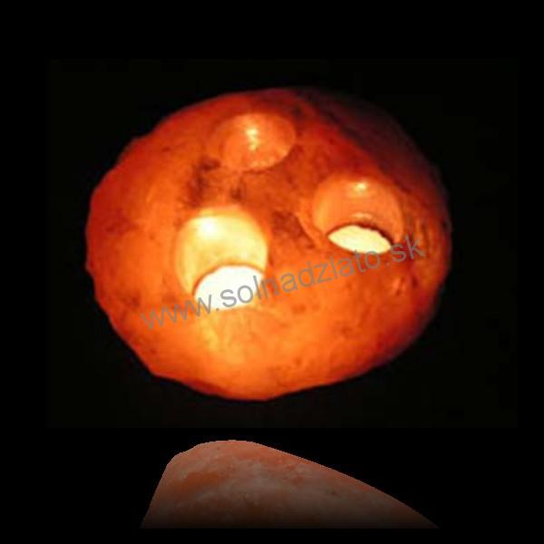 Soľná lampa na 3 kahance natural